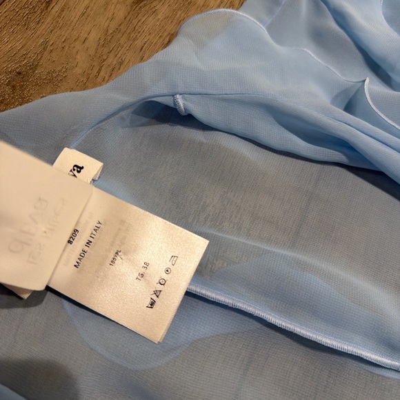 Les Filles D’eva sheer ruffled blouse in blue - Picture 4 of 7
